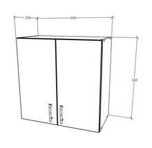 Schiță a unui dulap suspendat cu dimensiunile 600 x 600 x 300 mm.