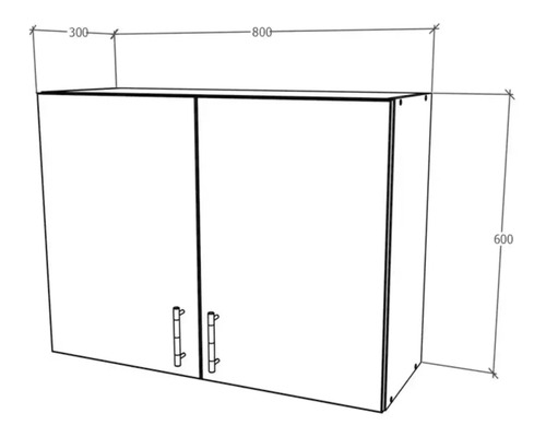 Desen tehnic al unui dulap suspendat cu dimensiuni.