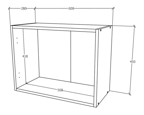 Desen tehnic al unui dulap de perete cu dimensiuni