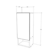 Desenul unei dulapuri de baie cu dimensiunile 220, 300 și 720.