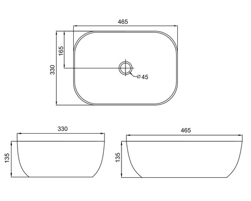 Desen tehnic al unei chiuvete de blat cu dimensiuni