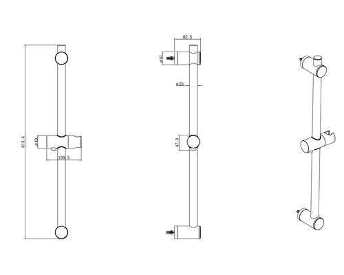 Desen tehnic al unei bare de duș cu dimensiuni