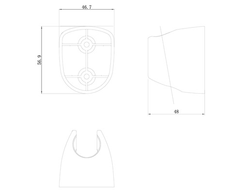 Desen tehnic al unui suport pentru capul de duș cu dimensiuni