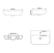 Desen tehnic al unei chiuvete cu dimensiuni