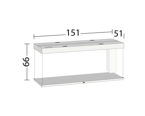 Acvariu cu dimensiunile 151 cm x 51 cm x 66 cm