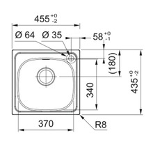 Desen tehnic al unei chiuvete cu dimensiuni