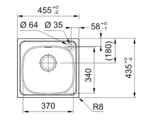 Desen tehnic al unei chiuvete cu dimensiuni