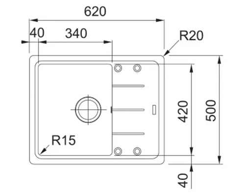 Desen tehnic al unei chiuvete cu dimensiuni