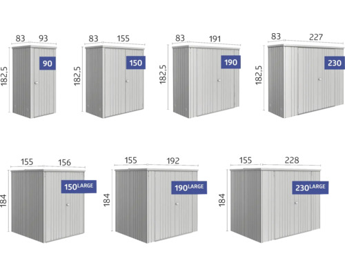 Diverse dimensiuni de dulapuri metalice cu dimensiuni