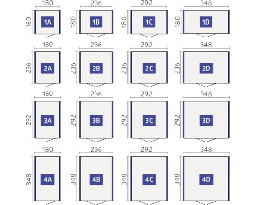 Prezentare generală a dimensiunilor diferitelor forme dreptunghiulare cu dimensiuni