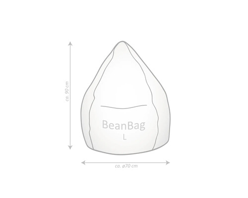 Imaginea unui puf cu dimensiunile de aproximativ 90 de centimetri înălțime și aproximativ 70 de centimetri diametru.