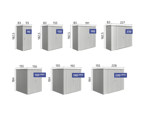 Diverse dimensiuni de case de grădină cu dimensiuni