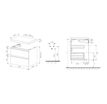 Dulap bază lavoar Jungborn TRENTA, riflaj 3, PAL, 70 cm, negru mat