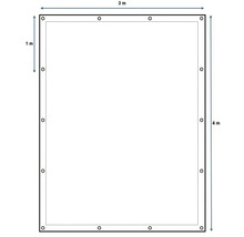 Ilustrație a unui bazin dreptunghiular cu dimensiunile de 3 metri pe 4 metri.