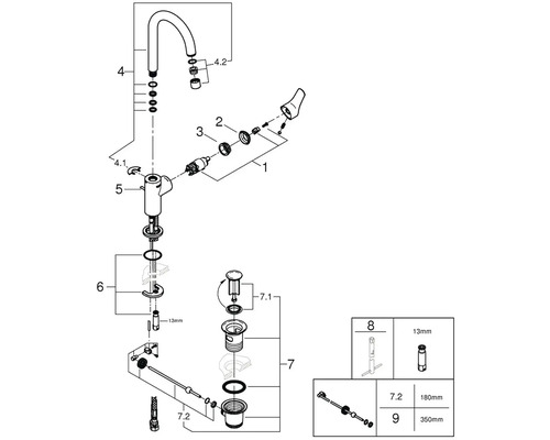 Desen explodat al unei armături cu componente individuale