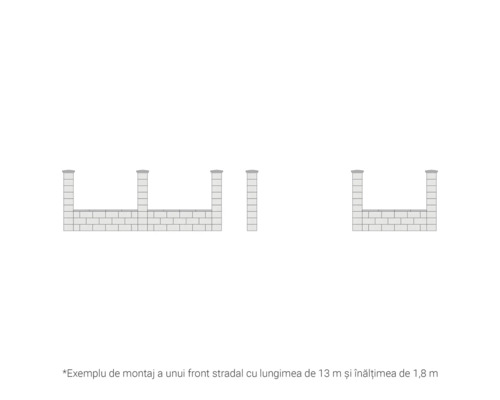 Exemplu de montaj a unui front stradal cu lungimea de 13 metri și înălțimea de 1,8 metri.