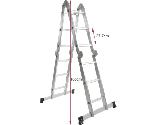 Scară multifuncțională din aluminiu cu dimensiunile de 165 centimetri și 27,7 centimetri