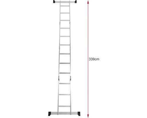 Scară multifuncțională din aluminiu cu o lungime de 339 cm