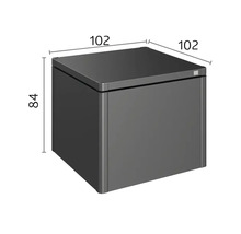 Dimensiunile unui recipient gri pentru hârtie igienică: 84 x 102 x 102 centimetri