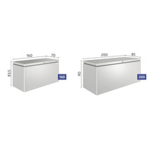 Imagine cu două cutii de depozitare de dimensiuni diferite cu dimensiuni
