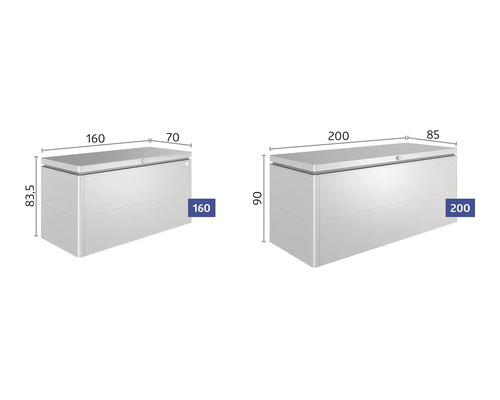 Imagine cu două cutii de depozitare de dimensiuni diferite cu dimensiuni