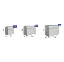 Imagine cu diferite modele de containere cu role cu dimensiuni