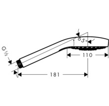 Desen tehnic al unui duș de mână cu dimensiuni