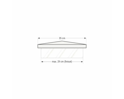Desen tehnic al unui raft cu dimensiunile de 35 cm și 29 cm.