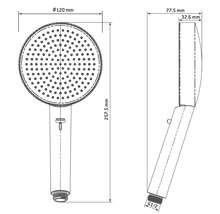 Desen tehnic al unui cap de duș cu dimensiuni
