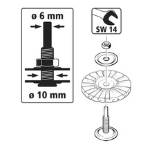Dimensiuni și instrucțiuni de montare pentru un disc abraziv