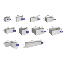 Diferite dimensiuni de jardiniere cu indicații de măsurare
