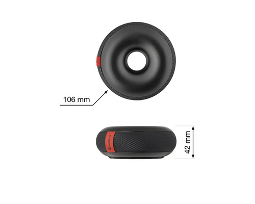 Imagine cu o pernă de scaun neagră cu dimensiunile de 106 mm diametru și 42 mm înălțime