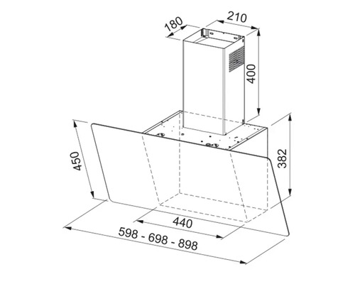 Desen tehnic al unei hote cu dimensiuni