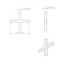 Desen tehnic al unei cruci pentru rosturi cu dimensiuni.