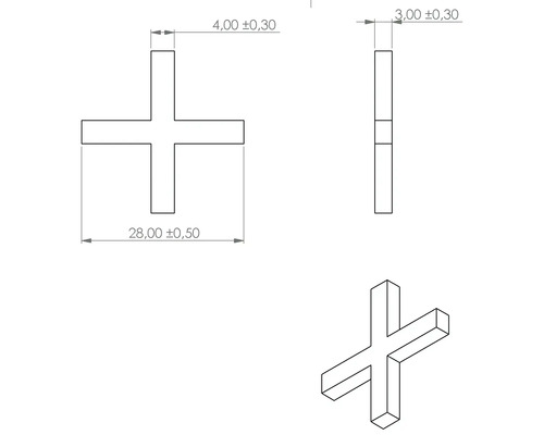 Desen tehnic al unei cruci de rosturi cu dimensiuni