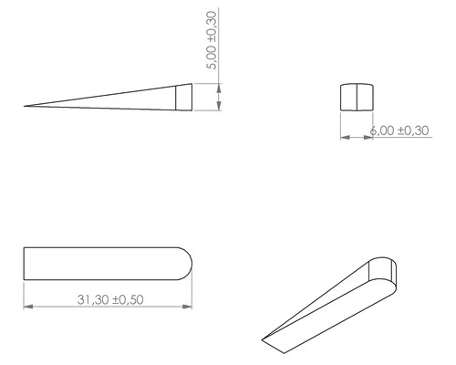 Desen tehnic al unei pene cu dimensiuni