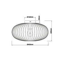 Desen al unei lămpi cu dimensiunile 120 mm, 25 mm, 220 mm și 400 mm
