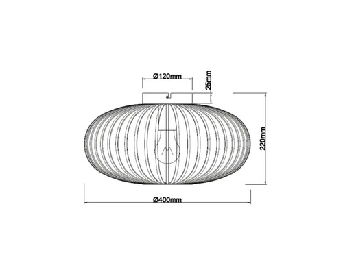Desen al unei lămpi cu dimensiunile 120 mm, 25 mm, 220 mm și 400 mm