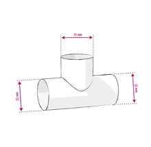 Racord în T cu dimensiunile de 15 mm și 22 mm
