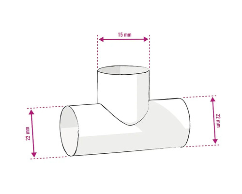 Racord în T cu dimensiunile de 15 mm și 22 mm