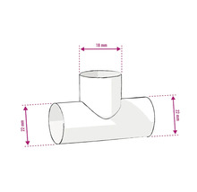 Imagine cu un racord în T cu dimensiunile de 18 mm și 22 mm