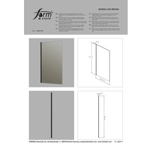 Perete lateral cu sticlă color maro de 6 mm, reversibil, efect perlat și sistem de montaj rapid, profil: aluminiu, negru mat