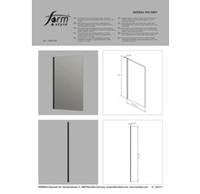 Perete lateral Modena 900 Grey cu sticlă colorată gri de 6 mm, reversibil, profil: aluminiu, negru mat