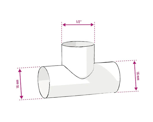 Conector în T cu indicații de dimensiune