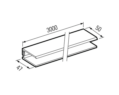 Desen tehnic al unui profil cu dimensiunile 3000, 50 și 47.