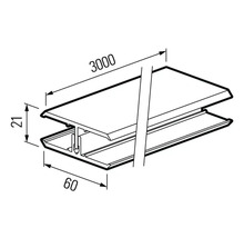 Desen tehnic al unui profil cu dimensiunile 3000, 60 și 21.