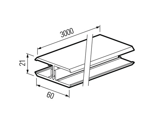 Desen tehnic al unui profil cu dimensiunile 3000, 60 și 21.