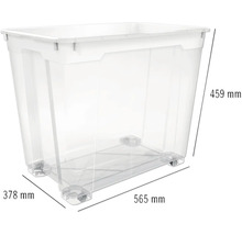 Cutie de depozitare din plastic cu role, dimensiuni 565 mm x 378 mm x 459 mm