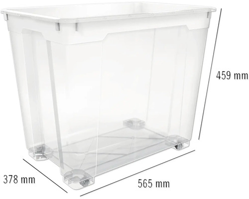 Cutie de depozitare din plastic cu role, dimensiuni 565 mm x 378 mm x 459 mm