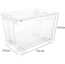 Cutie de depozitare transparentă cu dimensiunile 565 mm x 378 mm x 349 mm